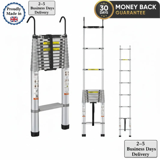 Havrixo 13FT - 3.2M Telescoping Ladder, Heavy Duty Aluminum Extension Ladder, Compact Foldable Multi-Purpose Ladder for Home, Roof, RV & Outdoor Use