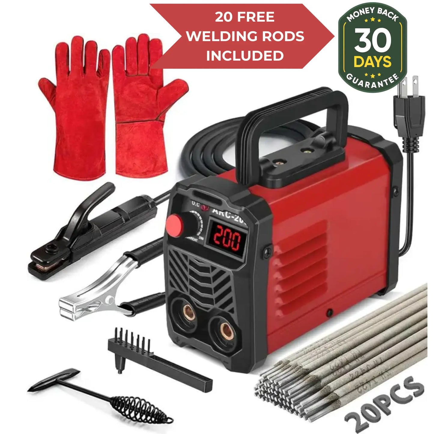 HAVRIXO QuickWeld Complete Welding System - Portable Stick Welder Machine 110V with Hot Start Arc Force Anti-Stick, Includes 20 Rods & 2 Chip Hammers