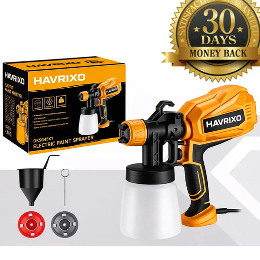 Havrixo Electric Paint Spray Gun – Ultra-Light Paint Sprayer with 600ml Detachable Tank, 2 Nozzles & 3 Spray Modes for Walls, Ceilings, Furniture, Fences, Garden – Opalescent