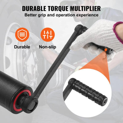HAVRIXO Torque Multiplier Torque Wrench 25.4mm Ratio 1:58 Force Multiplier with 4 Sockets Alloy Steel Torque Multiplier Box for Removing Wheel Nuts, Garage