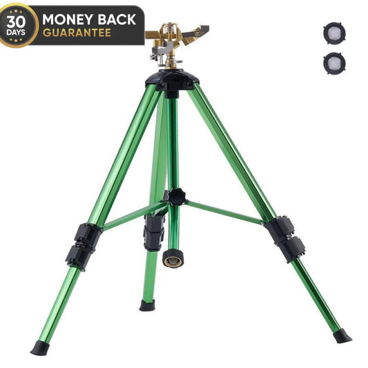 Havrixo Impact Sprinkler on Tripod Base, Heavy Duty Tripod Sprinklers with Brass Head amp 3 4 Connector, 360 Degree Large Area Coverage