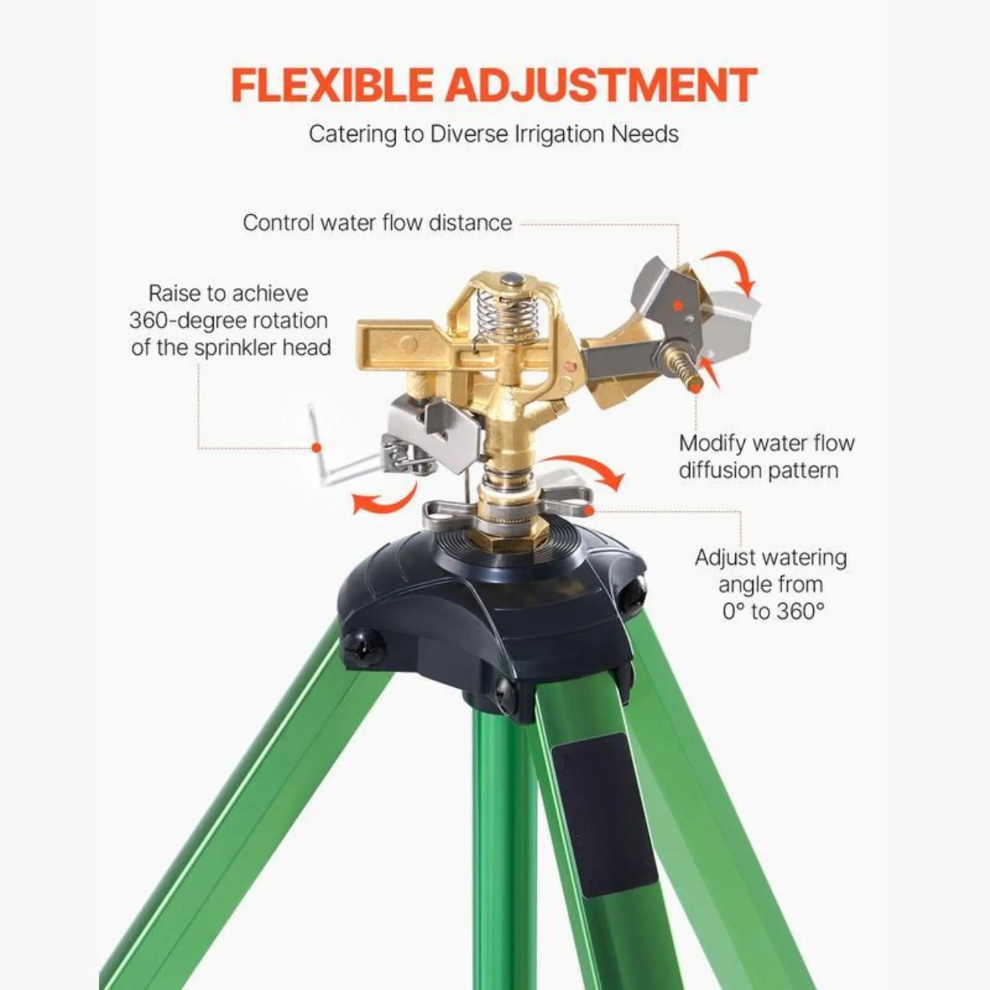 Havrixo Impact Sprinkler on Tripod Base, Heavy Duty Tripod Sprinklers with Brass Head amp 3 4 Connector, 360 Degree Large Area Coverage