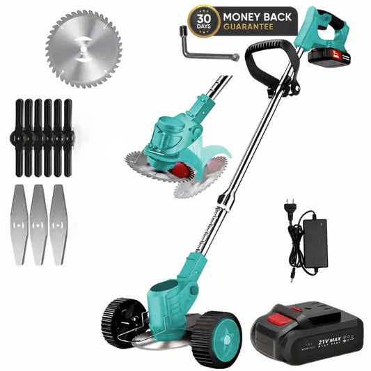 Havrixo Electric S4-röjsåg 21V med batteri och 3 olika blad – kraftfull och sladdlös grästrimmer för trädgård och gräsmatta