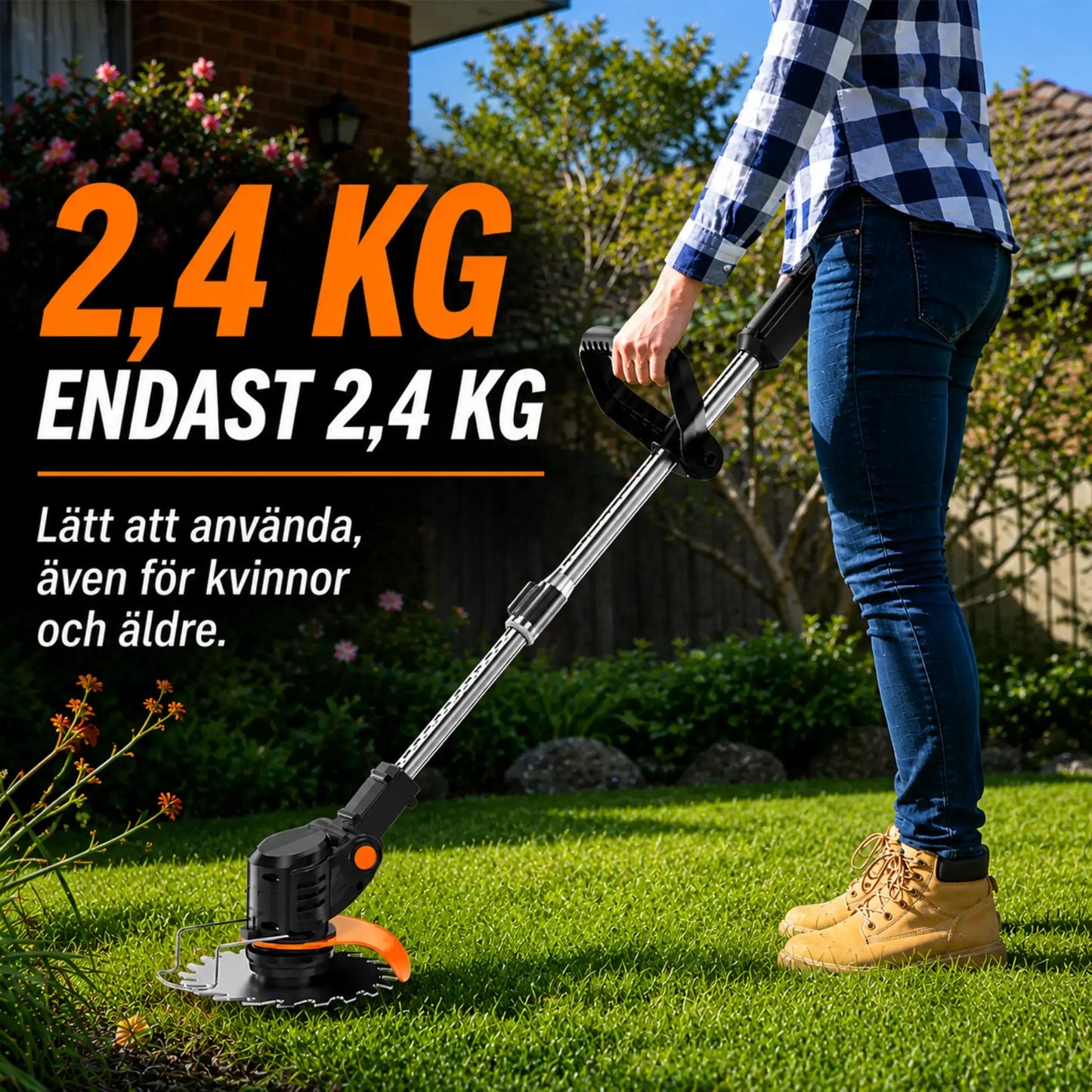 Havrixo Electric S4-röjsåg 21V med batteri och 3 olika blad – kraftfull och sladdlös grästrimmer för trädgård och gräsmatta